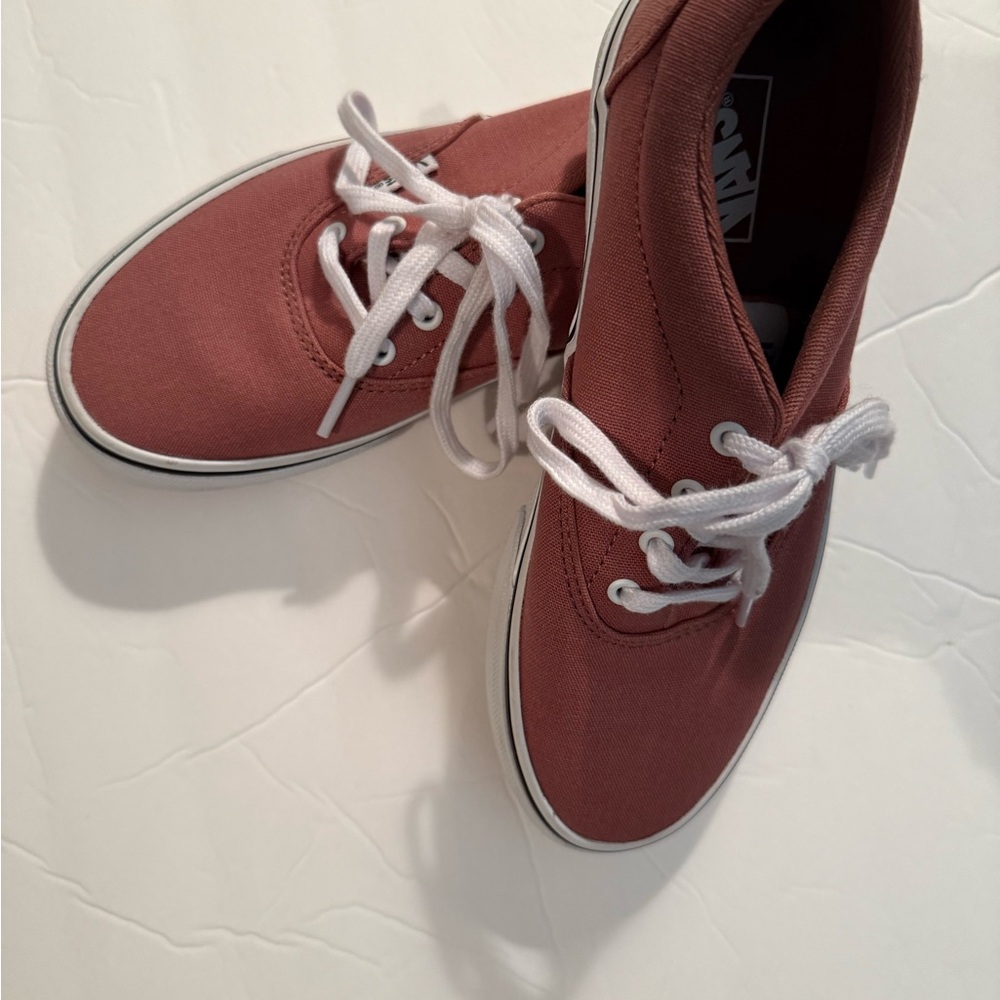 Vans Burgundy Canvas Shoes with White Laces